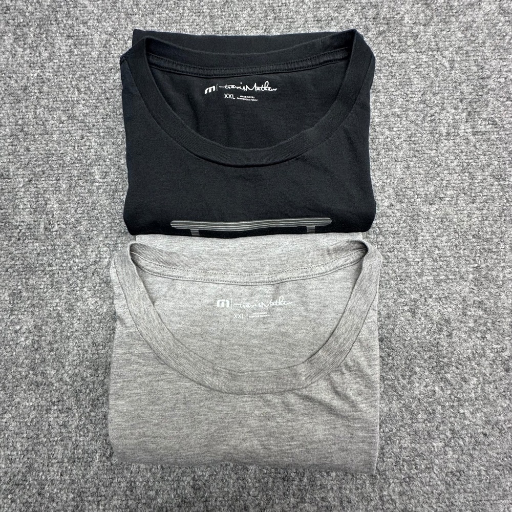 TravisMathew T-Shirt Lot 2 XXL Black Gray Golf Cart Palm Tree Graphic‎ Tee - Picture 13 of 14